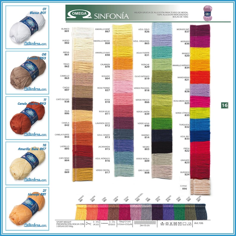 SINFONIA [100grs] by Omega - Elegant Fine 100% Mercerized Cotton Yarn for Knitting and Crafts image 2