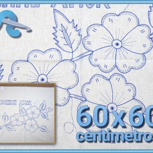 FLORES [Manta 60x60cm] - Servilletas estampadas con Graficos listas para Bordado