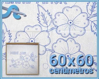 FLORES [Manta 60x60] - Large Napkins for Stamped Cross-Stitch Embroidery