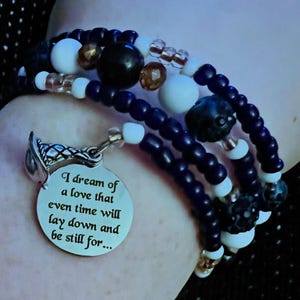 Practical Magic Inspired Wrap Bracelet: Etched Charm, Glass Beads - I Dream Of A Love
