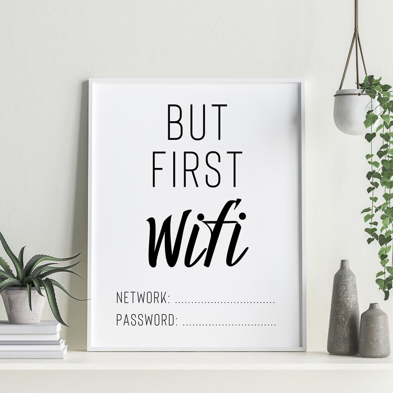 But First Wifi Printable Wall Art Wifi Sign Wifi Password Sign | Etsy