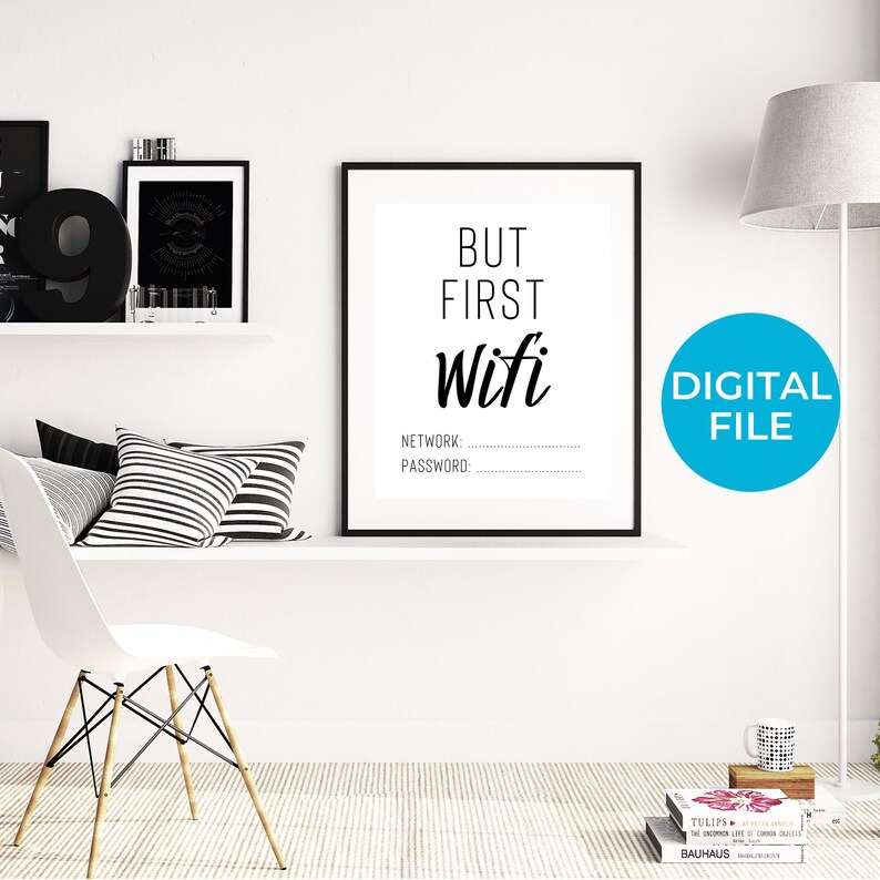 But First Wifi Printable Wall Art Wifi Sign Wifi Password Sign | Etsy