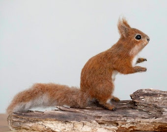 Realistic red squirrel, needle felted woodland animal, nature lovers' gift