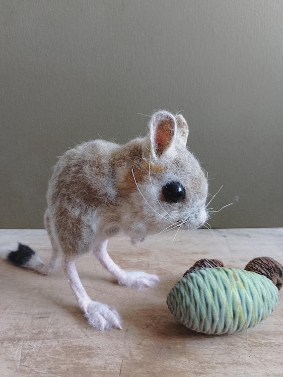 Needle Felted Jerboa, Pose-able Desert Rodent, Rustic Decor - Etsy