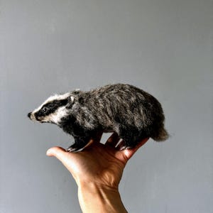 Needle felted badger soft sculpture