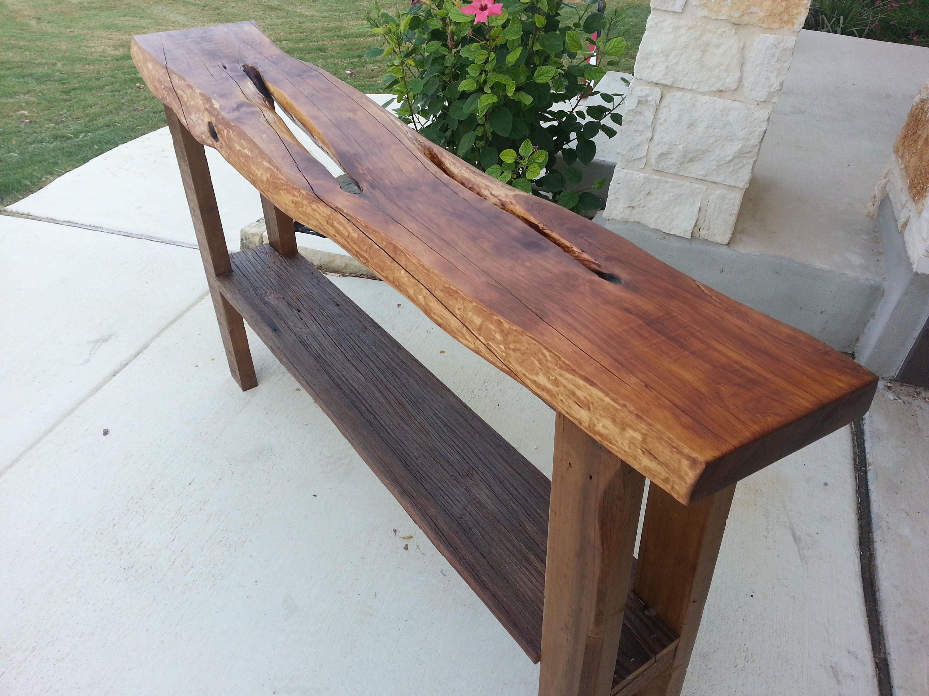 Live Edge Entry Table solid wood cedar slab live edge Etsy