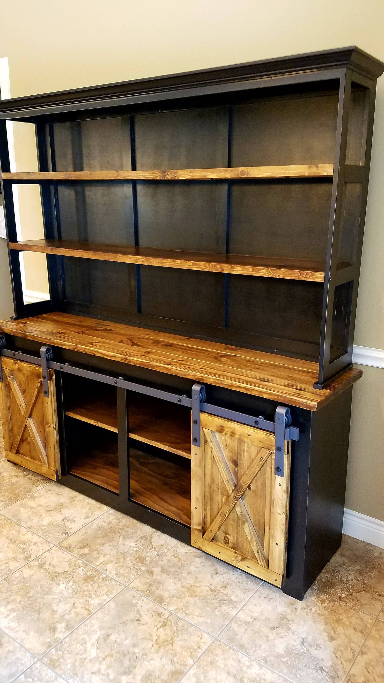 Barn Door Hutch and Buffet solid wood farmhouse rustic Etsy