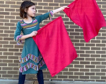 CHILD WORSHIP FLAGS:  18" X 24", faux silk flags handmade
