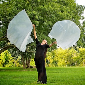 Handmade Worship Flags - Lightweight Praise Dance Flag Set for church, home, outdoor Events  Pure White Organza Ships Fast