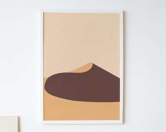 Boho Desert Landscape Print, Abstract Landscape Wall Art Prints, Abstract Desert Wall Art, Minimalist Mountain Print, Neutral Boho Decor