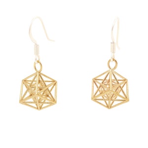 Metatron's Cube Earrings - Dangle Earrings - Flower of Life Earrings - 3D Sacred Geometry Earrings