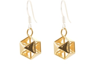 Vector Equilibrium Earrings - Cuboctahedron Earrings - Balance Earrings - Archimedean Solid, Buckminster Fuller, 3D Sacred Geometry Jewelry
