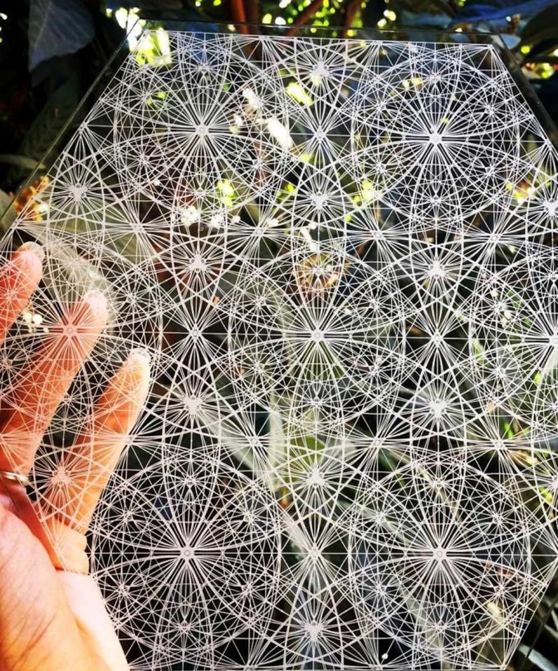 Flower of Life Crystal Grid Board Meditation Decor Etsy