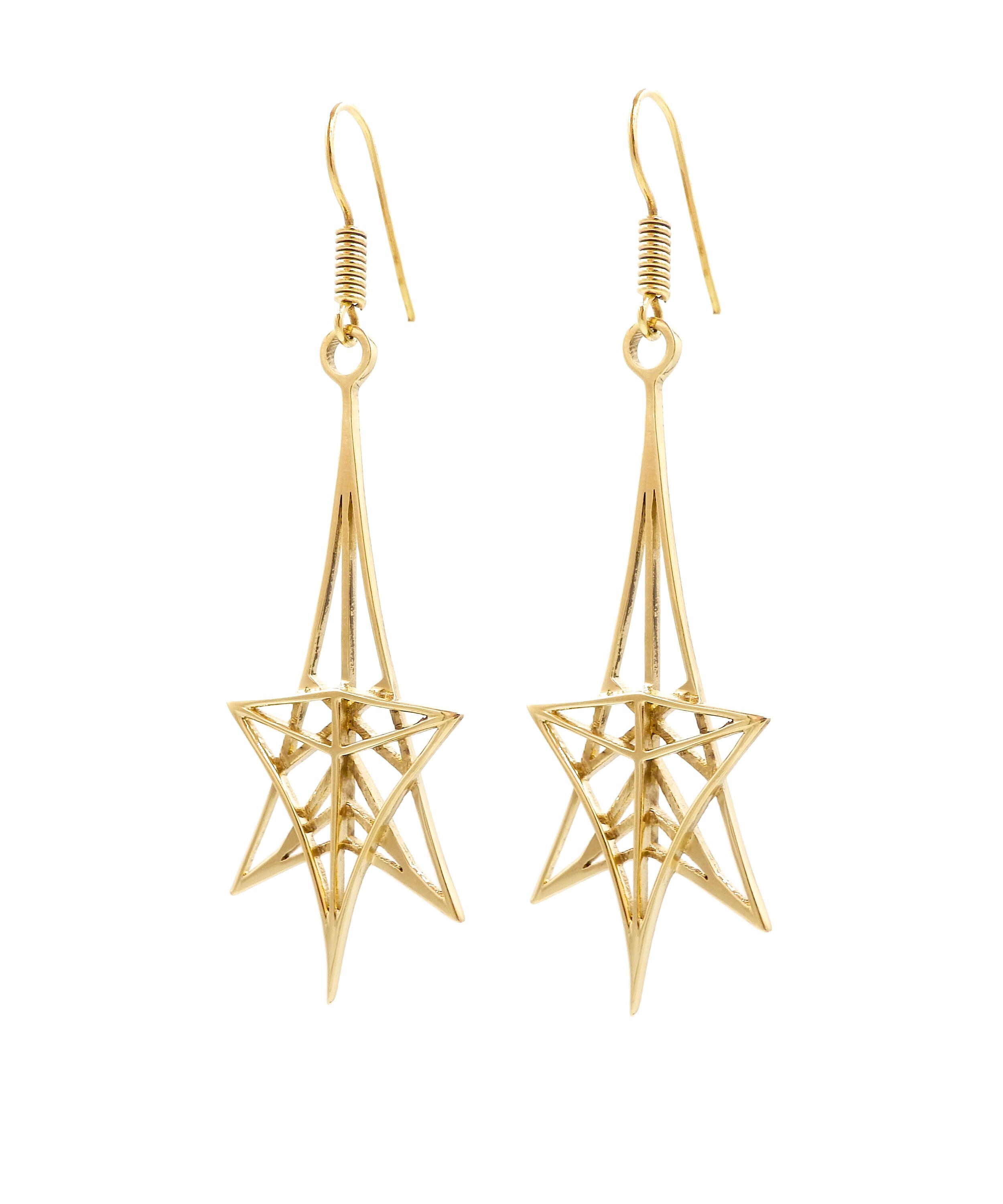 Limited Edition Shooting Star Chain Dangle Earrings Gold Silver Cosmos inspired Artisan Jewelry by The Astral Forge White Diamonds