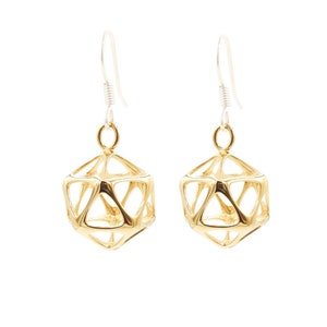 Icosahedron Earrings - Yin | Sacred Geometry Jewelry | meditation jewelry, platonic solids, sacred geometry, gold earrings, silver earrings