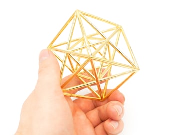 Gold Plated Metatron Cube: Sacred Geometry Meditation Tool (36mm)
