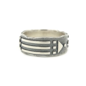 Atlantis Ring - Solid, sacred geometry jewelry, mens ring silver, protection ring, unique wedding band men, husband birthday gift from wife