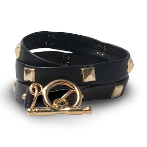 Italian Leather Bracelet with Gold-Plated Hardware | Triple