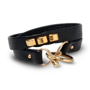 Italian Leather Bracelet with Gold-Plated Hardware | Double