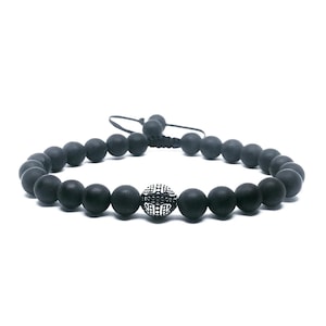 Grade A Black Onyx Stainless Steel Gemstone  Beaded Energy Healing STRENGTH Bracelet