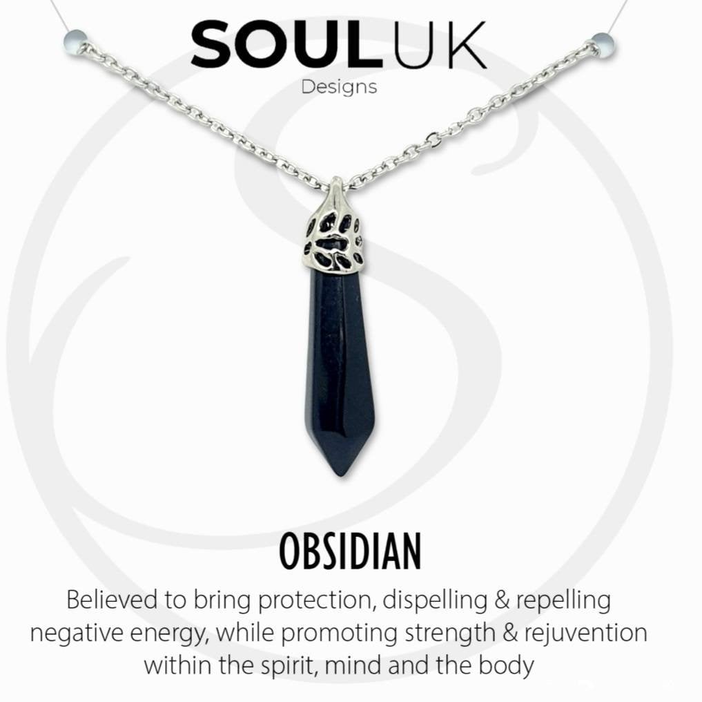 Black Obsidian Gemstone PROTECTION Pendant Amulet Necklace - Etsy UK