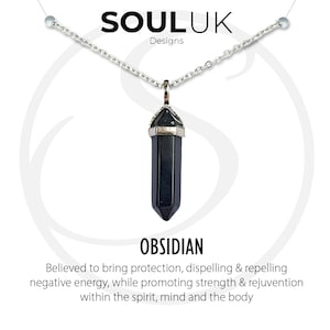 Black Obsidian Pendant Protection Amulet necklace Point Double Terminated Pendulum Dowsing Energy Healing