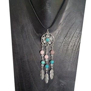 Gemstone Dreamcatcher Car Charm: African Turquoise, Rose Quartz & Czech Crystals for Confidence and Protection