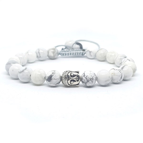 Klasse AA natürliche Howlith Perlen Buddha Energie Heilung Meditation Armband für Stress ruhige Haut Schlaf Angst