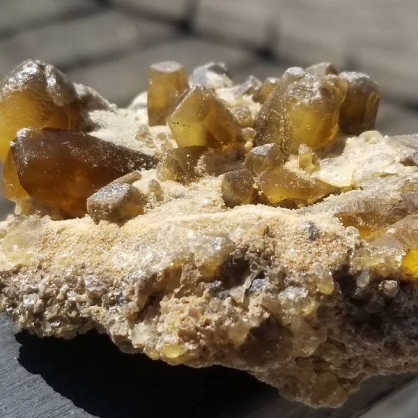 Rare Massive Terminated Golden Barite Crystal Cluster (249.2g)