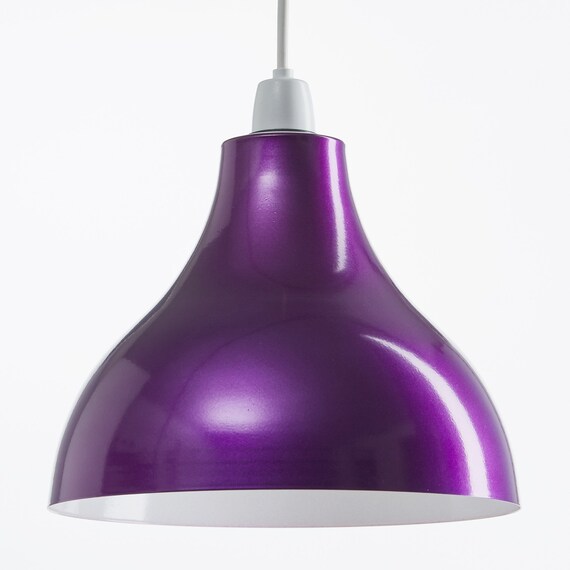 Metallic Purple Metal Pendant Light Shade Modern Contemporary Style Easy Fit Onto Existing Ceiling Light