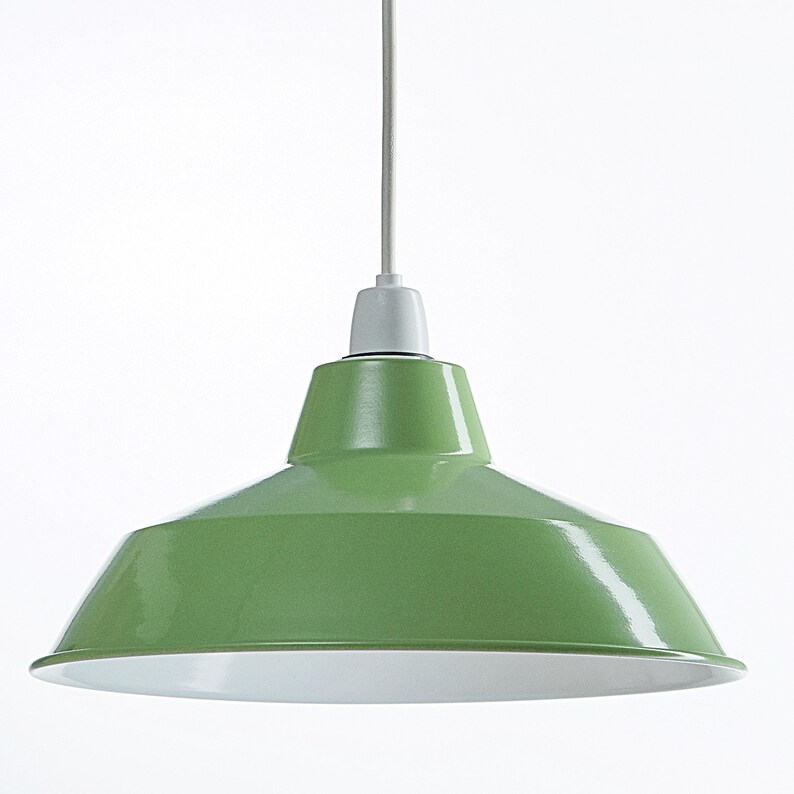 Gloss Lime Green Retro Metal Pendant Light Shade Vintage Industrial Style Easy Fit Onto Existing Ceiling