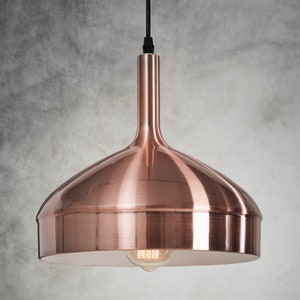 Vintage brushed copper metal retro style ceiling pendant light, industrial loft look, restaurant / cafe / bar, kitchen island