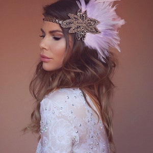Fiona pink feather headpiece