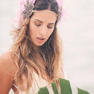Pink feather headpiece