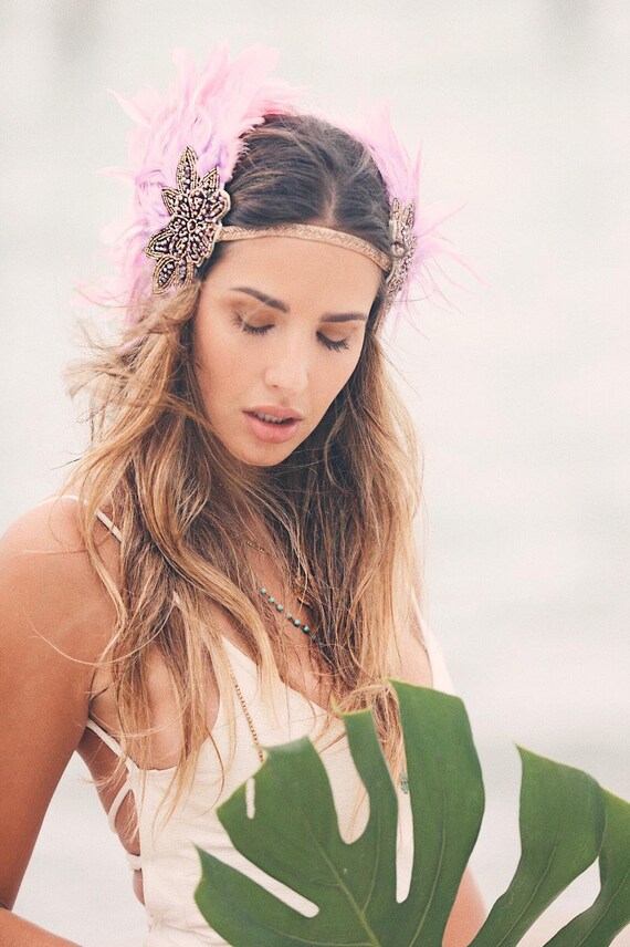 Pink Feather Headpiece - Etsy Singapore