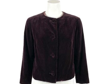 Vintage 60s Roth-Le Cover California Cropped Velvet Jacket | Union Label | Mod Minimalist | Size M/L