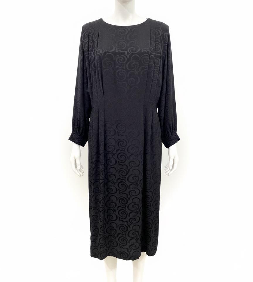 Robe Vintage Liz Claiborne Noire Mi-longue - Taille 8 - En Triacétate - Occasion Très Bon état