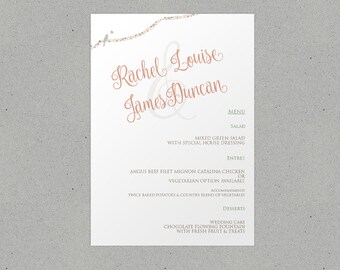 Love Birds Wedding Menu Personalised