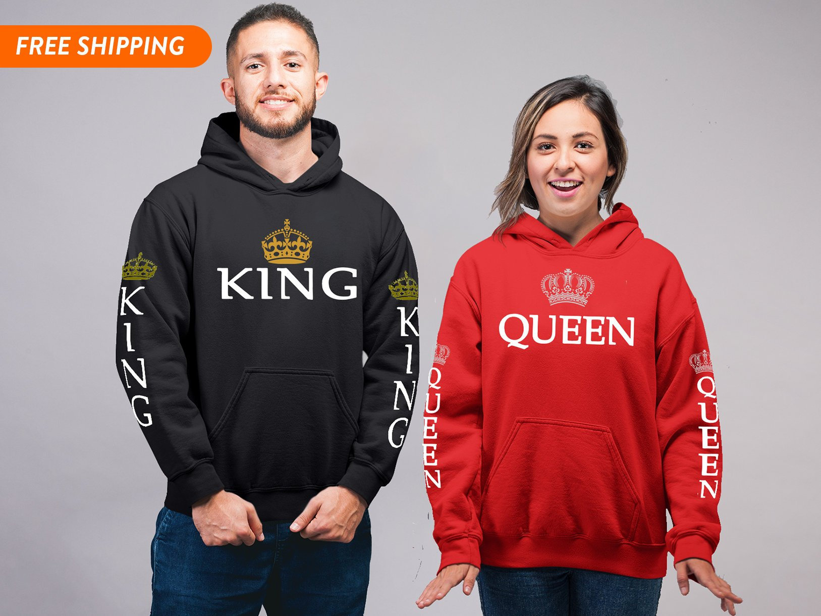 King Queen Hoodies, Conjunto de King & Queen, Pärchen Pullover, Parejas  Sudaderas, King Queen Sweaters, King Queen Hoodie, Regalo de Navidad -   España