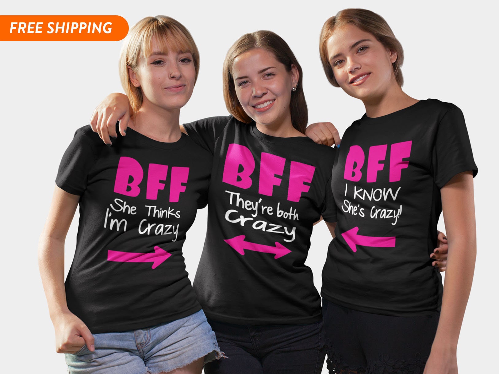 Best Friend Gift Best Friend Shirts for 3 Bff Shirts for 3 