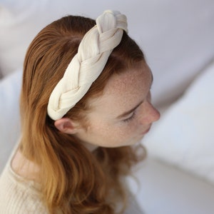 Ivory Silk Headband, Braid Silk Headpiece, Plaited Hairband, Bridal Headband, Stylish Bridal Headband for Women, Luxury Wedding Headpiece