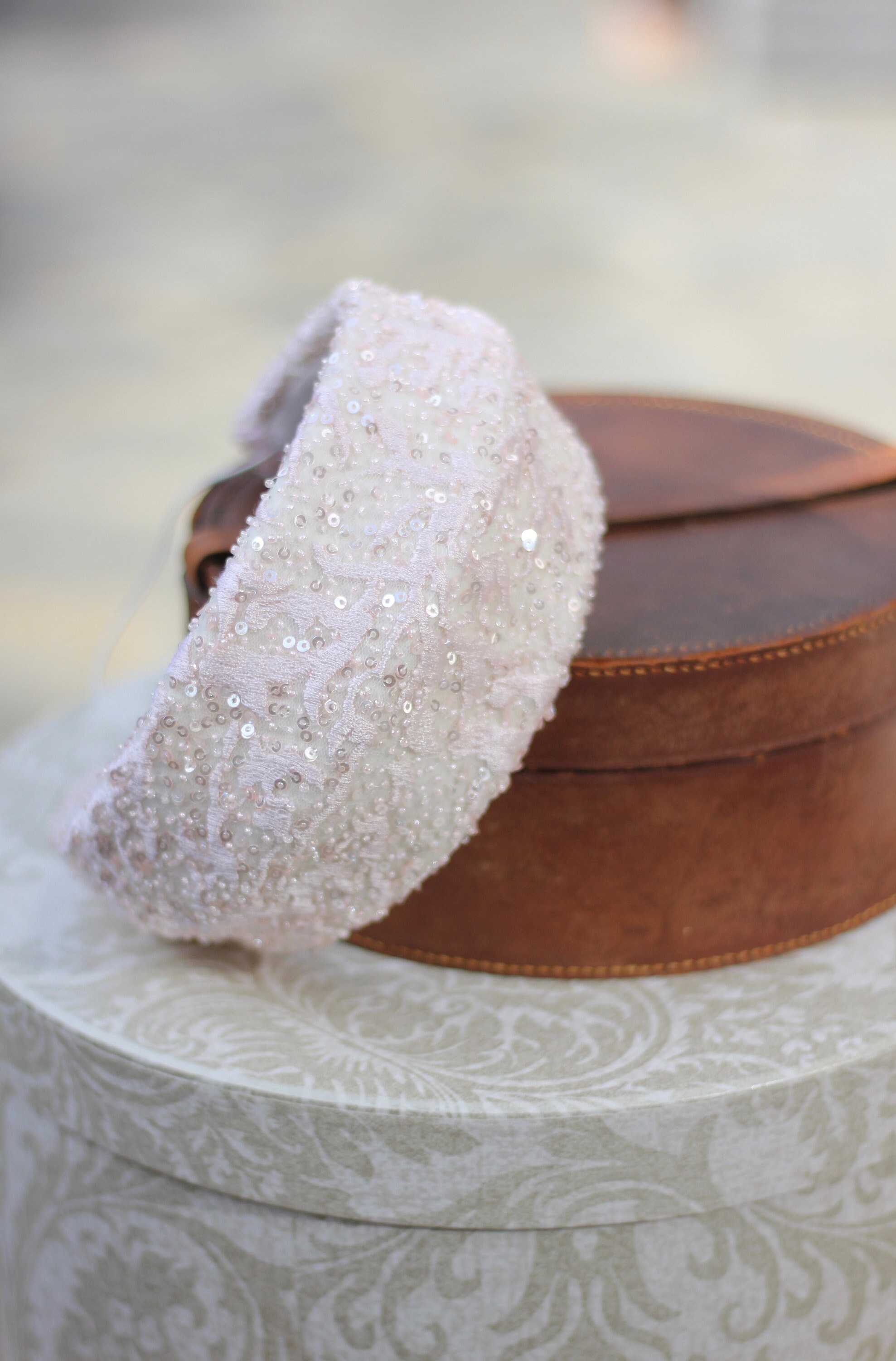 Pink Pearl Headband, Bridal Hairband, Halo Crown, Beaded Turban ...