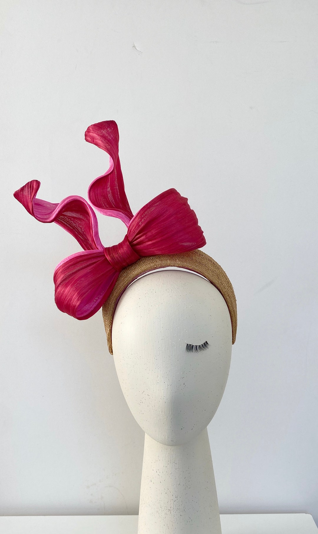 Abaca Silk Bow Big Bow Headband Royal Ascot Fascinator Halo - Etsy