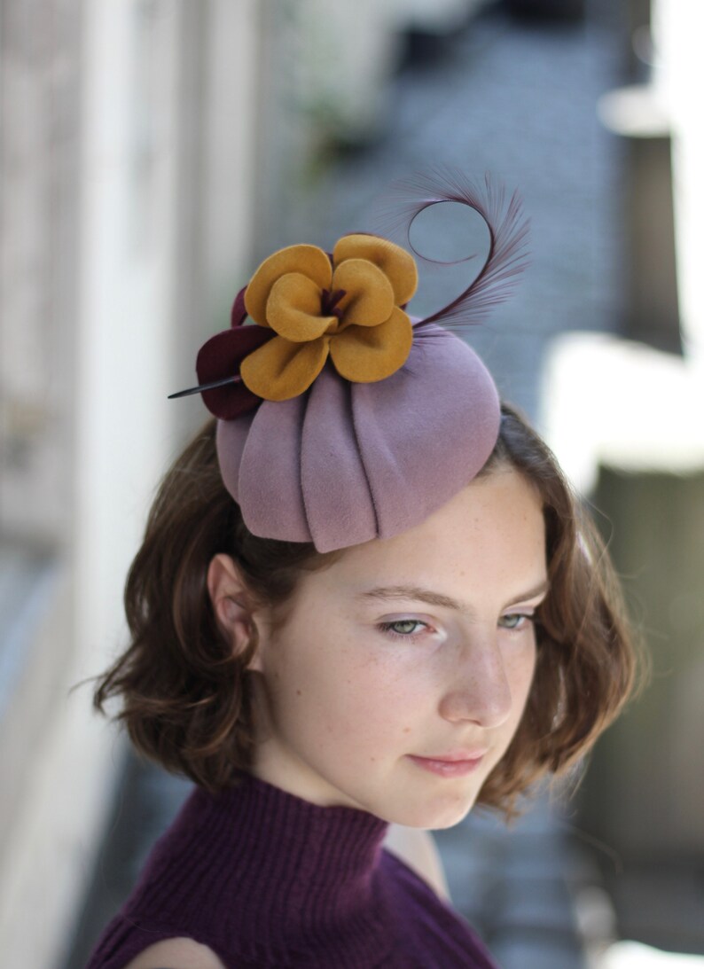 Lilac Orchid Pillbox Hat Purple Wedding Hat Cocktail Hat Etsy