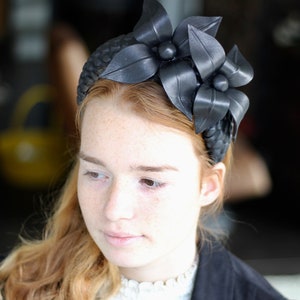 Blue Leather Wildflowers Headpiece