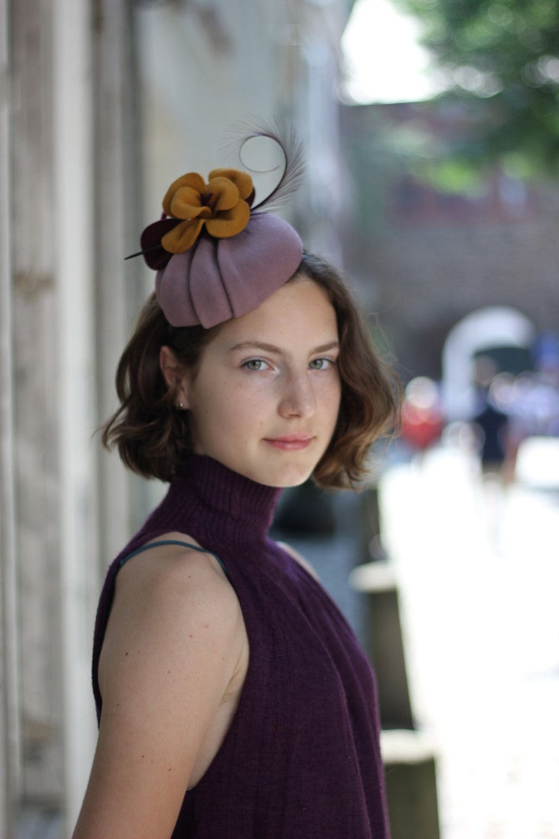 Lilac Orchid Pillbox Hat Purple Wedding Hat Cocktail Hat Etsy