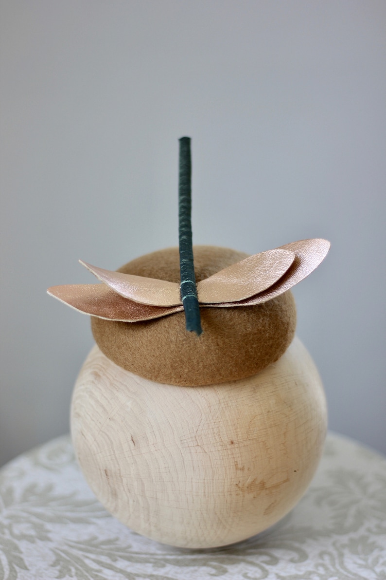Dragonfly Cocktail Hat Camel Bronze Fascinator Headpiece Leather Dragonfly Pillbox Autumn Woodland Fascinator
