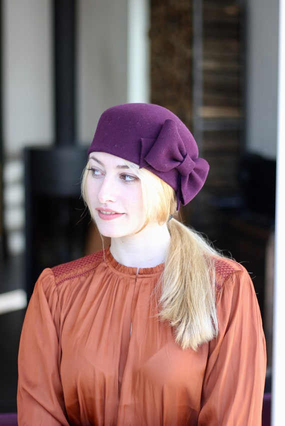 Burgandy Felt Woman\'s Hat Lane Brick Top Western Hat in Burgundy | Wide Brim Hat for Women main image 2