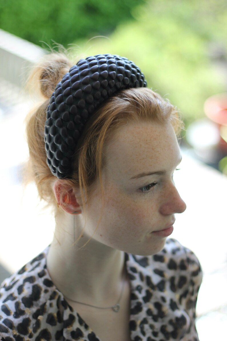 Brown Leather Glamour Headpiece, Chocolate Brown Leather Cocktail Hat, Halo Headband, Black Leather Fascinator, Wedding Guest Hat image 3