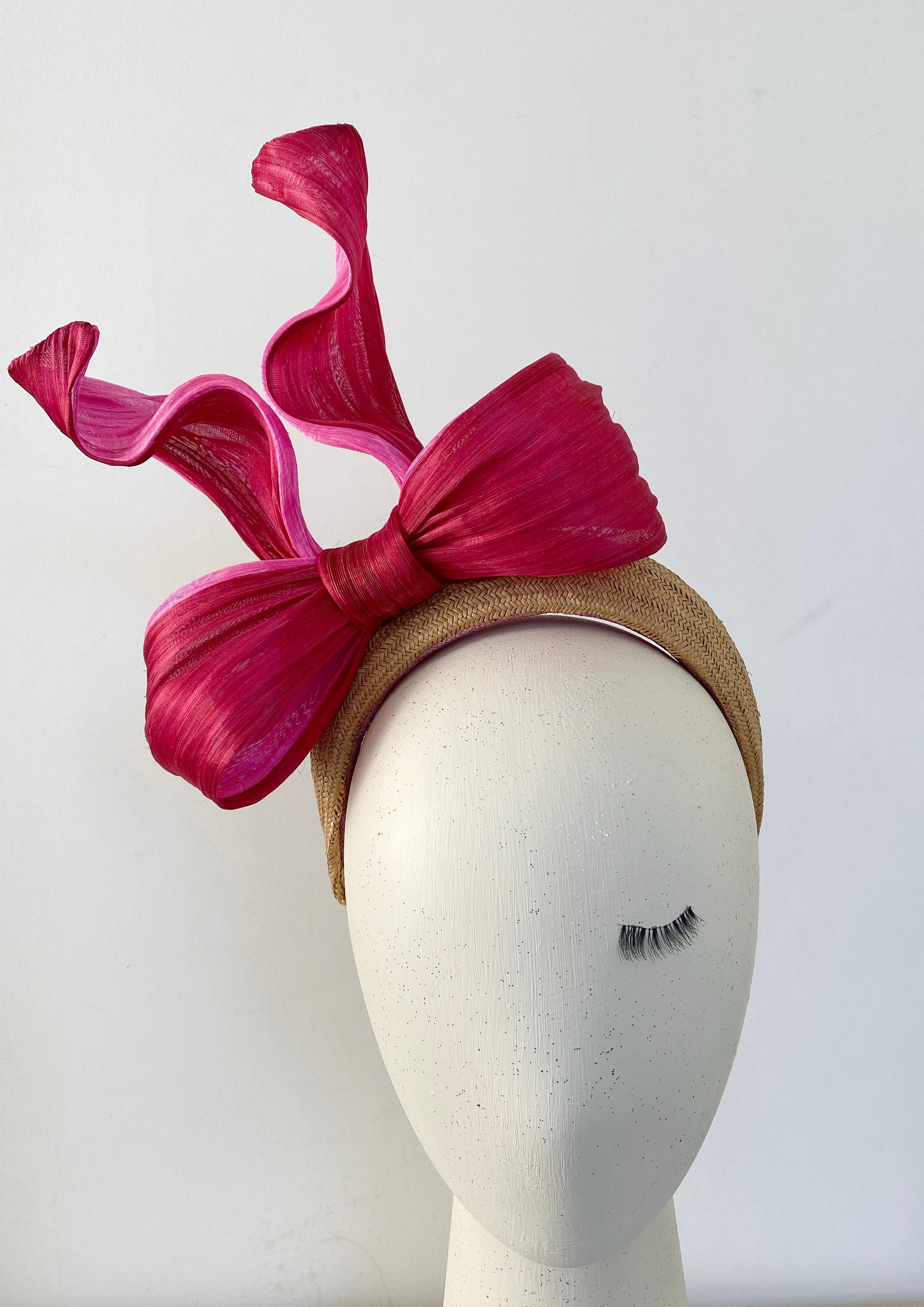 Abaca Silk Bow Big Bow Headband Royal Ascot Fascinator Halo - Etsy